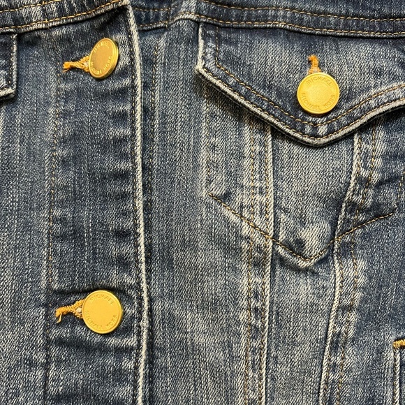 Michael Kors Dark Blue Jean Denim Jacket with Gold Accents Size S EUC - Picture 2 of 10